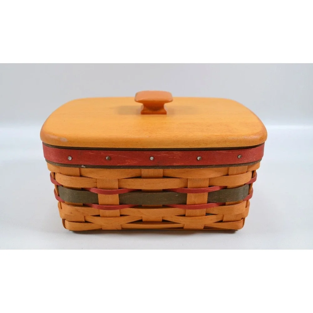 Longaberger 1996 Father's Day Address Rolodex Basket w Lid Protector and Cards